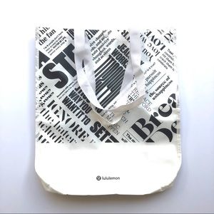 Large Lululemon Reusable Tote Bag White and Black